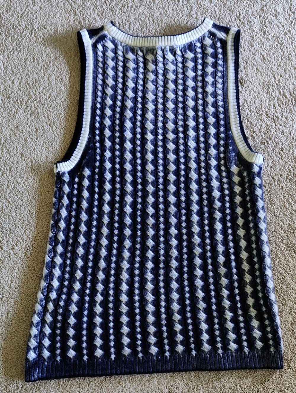 J. Crew Cashmere Navy and White Cable Knit Sleeveless Sweater - Picture 6 of 10